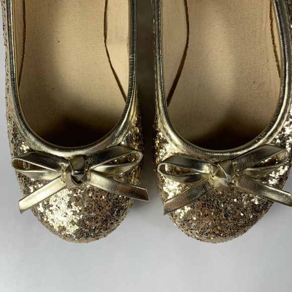 GYMBOREE Little Girls 9 Gold Glitter Ballet Flats - Picture 2 of 5
